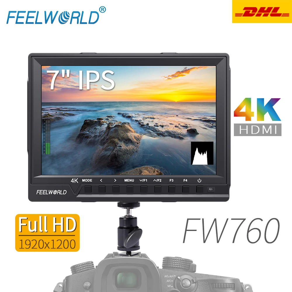 Feelworld FW760 монитор 7 дюймов IPS Full HD 1920x1200 4K-HDMI камера для DSLR мониторинга камеры Nikon Sony