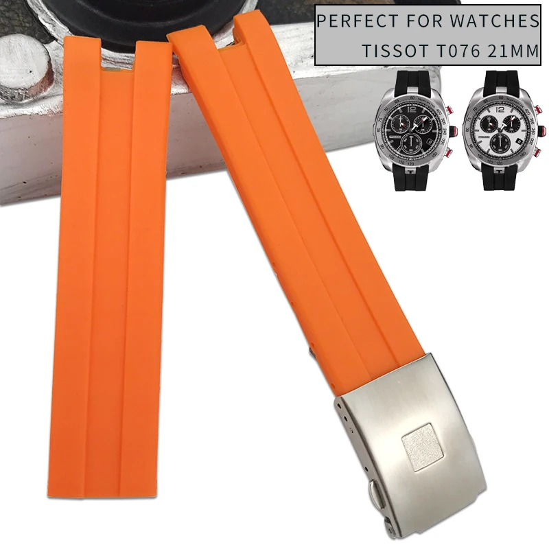 21mm Rubber Silicone Watch Strap Black Orange Folding Buckle Watchband Suitable for Tissot T076 Watch Accessories
21mm Rubber Silicone Watch Strap Black Orange Folding Buckle Watchband Suitable for Tissot T076 Watch Accessories