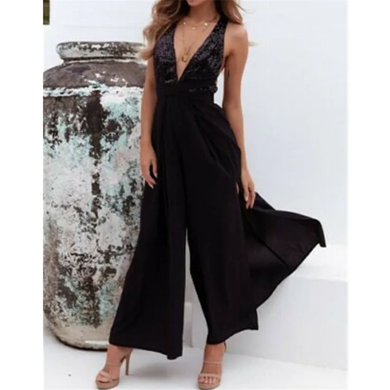 Women Deep V Neck Jumpsuit 2019 Elegant Summer Backless Pure Sequin Long Jumpsuit Daily Vacation Low Cut Playsuit Wide Leg Pants
Women Deep V Neck Jumpsuit 2019 Elegant Summer Backless Pure Sequin Long Jumpsuit Daily Vacation Low Cut Playsuit Wide Leg Pants