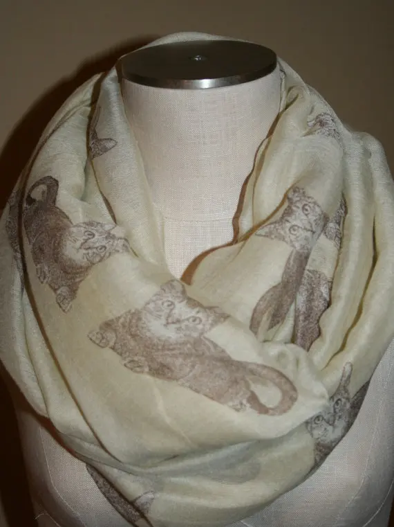 Cat Infinity Scarf-Brown Kitty Cat Print Scarf Chunky Infinity Scarf -Brown Cat on Cream Circle Loop Scarf
Cat Infinity Scarf-Brown Kitty Cat Print Scarf Chunky Infinity Scarf -Brown Cat on Cream Circle Loop Scarf