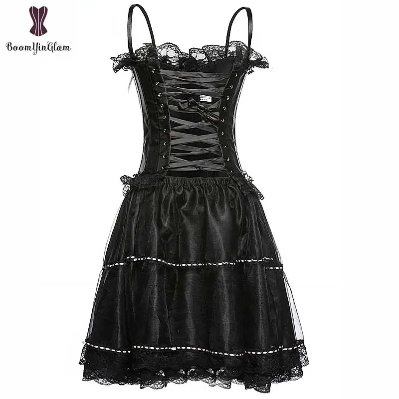 Satin Corset Dress Suit Shoulder Strap Women Bustier 6XL Plus Size Corselet Mini Skirt Solid Black Bowknot Party Laciness Korset
Satin Corset Dress Suit Shoulder Strap Women Bustier 6XL Plus Size Corselet Mini Skirt Solid Black Bowknot Party Laciness Korset