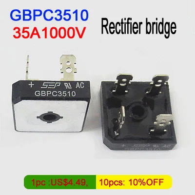Новый выпрямительный мост GBPC 3510 (35A1000V) , GBPC 5010 (50A1000V) для инверторного сварочного аппарата
Новый выпрямительный мост GBPC 3510 (35A1000V) , GBPC 5010 (50A1000V) для инверторного сварочного аппарата