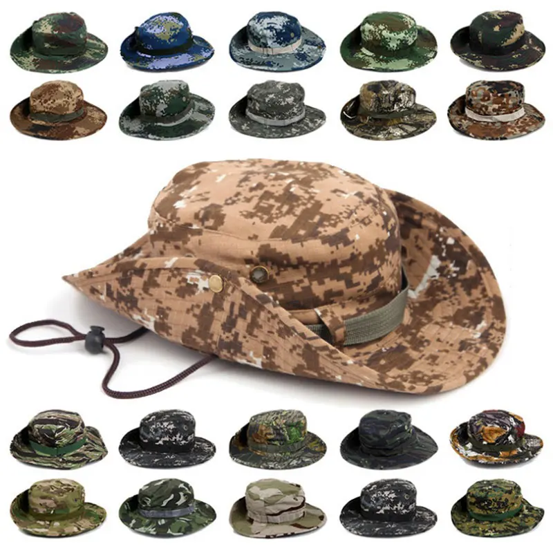Men Women Sports Boonie Washed Cotton Twill Chin Cord Military Camouflage Hunting Hat Travel Sun Cap Bucket Style Fisherman Hats
Men Women Sports Boonie Washed Cotton Twill Chin Cord Military Camouflage Hunting Hat Travel Sun Cap Bucket Style Fisherman Hats
