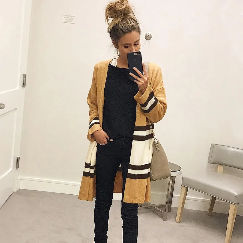 2019 New Long Sleeve Knitted Cardigan Female Coat Fashion Long Loose Outwear Women Sweater 
2019 New Long Sleeve Knitted Cardigan Female Coat Fashion Long Loose Outwear Women Sweater