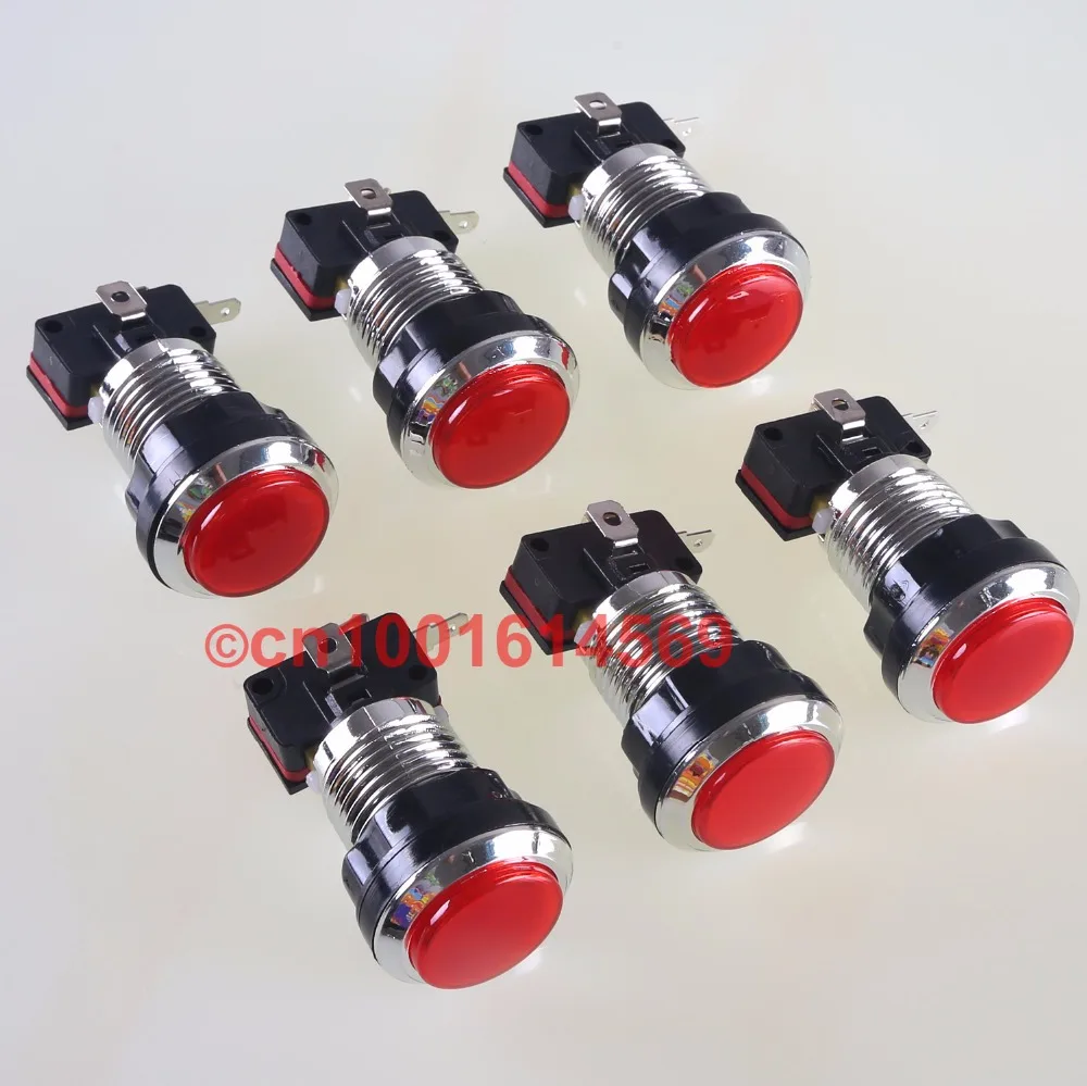 6pcs/lot 30mm Chrome Silver Arcade Round LED illuminate Buttons For Mame Multicade & Retropie 1 2 3 3B & Video Games DIY - Red
6pcs/lot 30mm Chrome Silver Arcade Round LED illuminate Buttons For Mame Multicade & Retropie 1 2 3 3B & Video Games DIY - Red