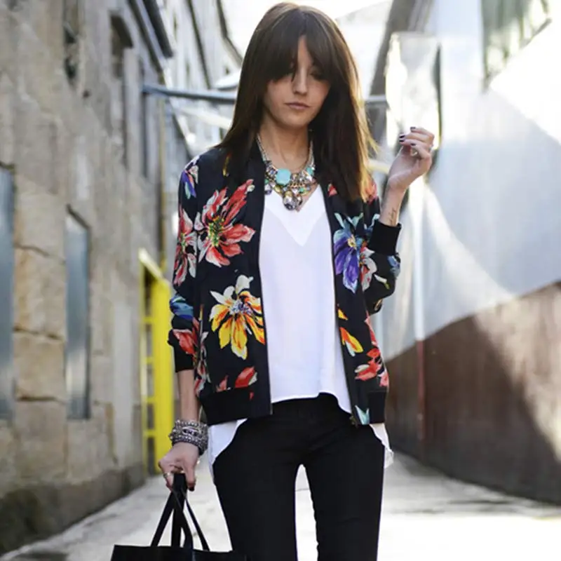 Pop-sale Fashion Flower Print Women Girls Casual Baseball Sweatshirt Zipper Thin Bomber Jacket Long Sleeves Coat Outwear
Pop-sale Fashion Flower Print Women Girls Casual Baseball Sweatshirt Zipper Thin Bomber Jacket Long Sleeves Coat Outwear