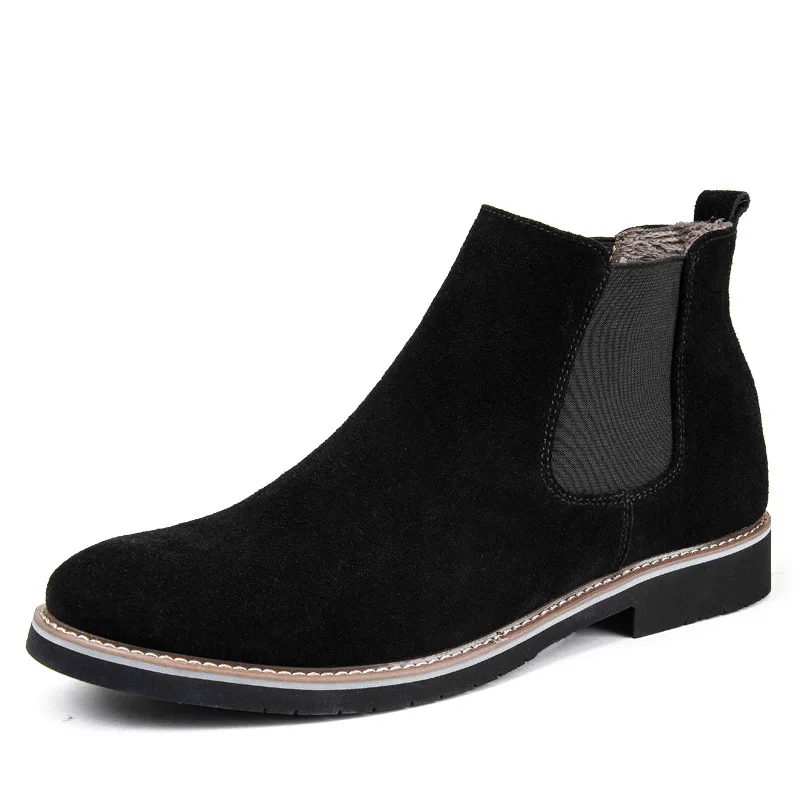 Masorini/замшевые зимние ботинки из коровьей кожи мужские удобные челси высокого