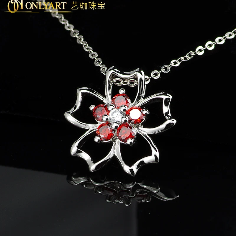 Big Garnet Zircon 100% Sterling Silver 925 Clover Pendant Choker Flower Jewelry for Women
Big Garnet Zircon 100% Sterling Silver 925 Clover Pendant Choker Flower Jewelry for Women