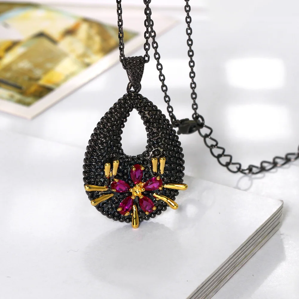 Женское винтажное ожерелье DreamCarnival1989 черное с полыми цветами из кубического