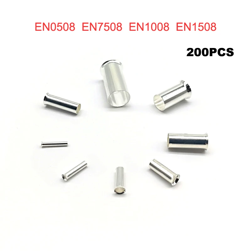 200Pcs Copper Tube Bare Cord End Terminal Electrical Crimp Naked Wire Connector EN0508~EN2508 Cable Ferrules 22-14AWG
200Pcs Copper Tube Bare Cord End Terminal Electrical Crimp Naked Wire Connector EN0508~EN2508 Cable Ferrules 22-14AWG