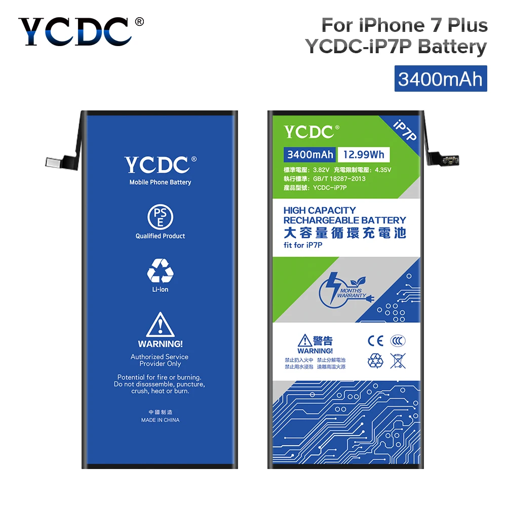 YCDC для литий ионных аккумуляторов iPhone 7 7G iPhone7 высокое качество реальная емкость 3