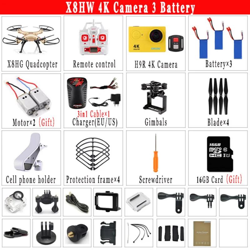 

SYMA X8HW RC Drone with WiFi FPV OR H9R 4K HD Camera RC Quadcopter 2.4G 6-Axis Rotating High Hover RC Helicopter VS MJX BUGS 3