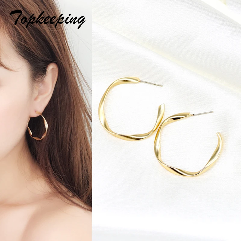 Topkeeping European Fashion Dangle Big Circle Hoop Earrings Punk Style Alloy Twisted Gold Silver Color Earrings For Women
Topkeeping European Fashion Dangle Big Circle Hoop Earrings Punk Style Alloy Twisted Gold Silver Color Earrings For Women