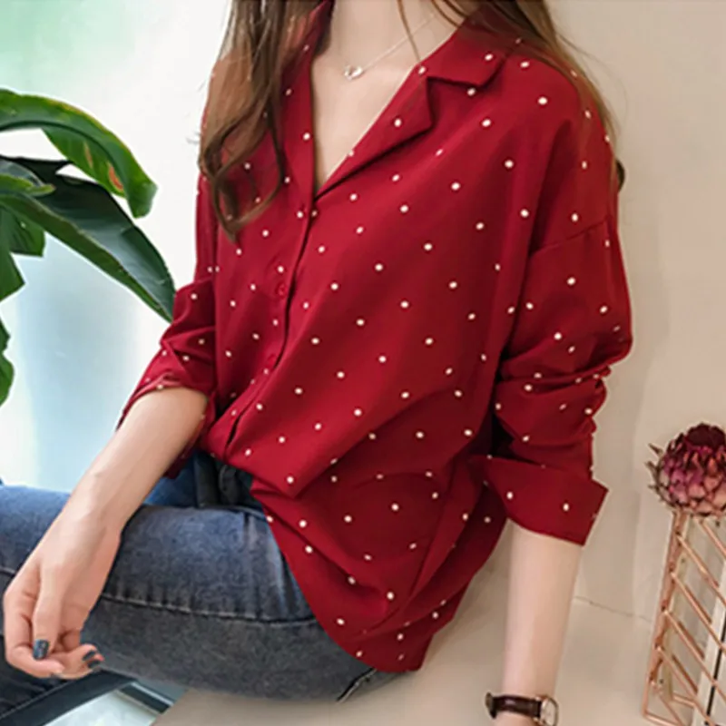 New Arrival Women Tops Casual O-Neck Long Sleeves Blouses Spring Autumn Chiffon Polka Dots Shirt
New Arrival Women Tops Casual O-Neck Long Sleeves Blouses Spring Autumn Chiffon Polka Dots Shirt