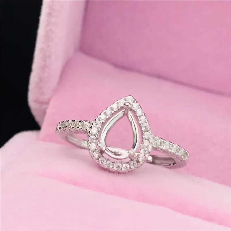 

DROP PEAR shape size 5X7mm rings basis S925 silver ring base shank prong setting stone inlaid jewelry fashion DIY women nice