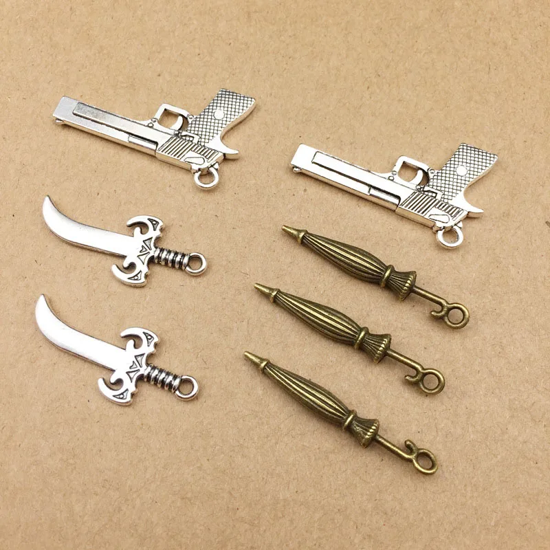 10pcs Charms Retro dagger,umbrella,gun Antique Making pendant fit,Vintage Tibetan Silver,DIY bracelet necklace YZ329
10pcs Charms Retro dagger,umbrella,gun Antique Making pendant fit,Vintage Tibetan Silver,DIY bracelet necklace YZ329