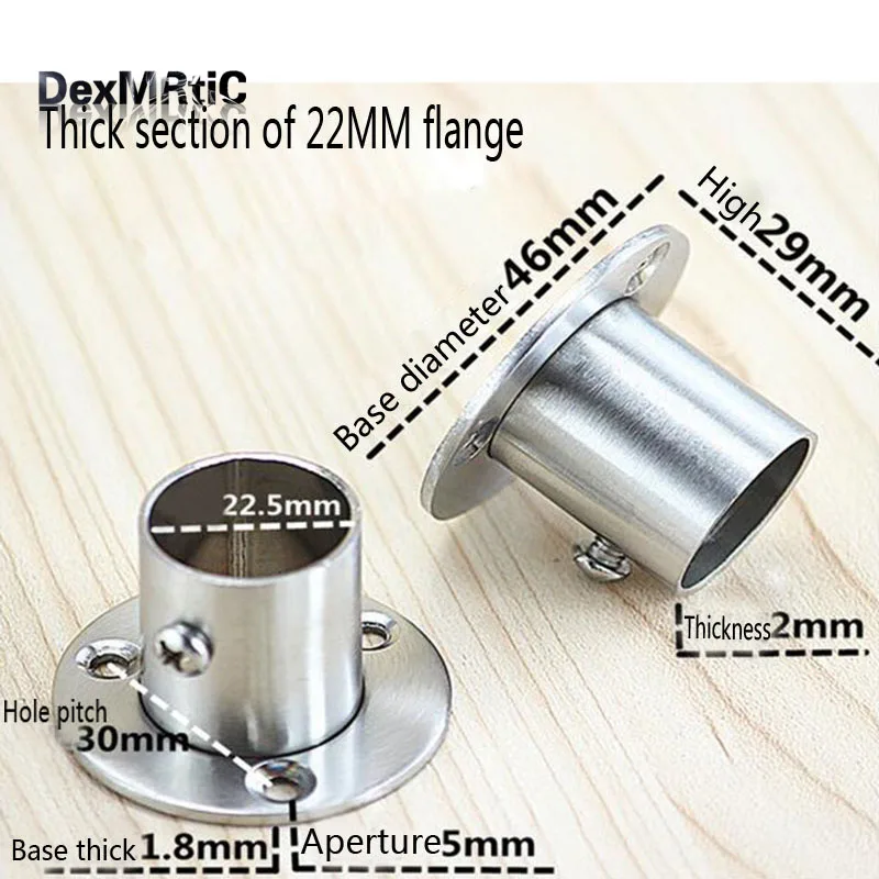 

5pcs 19mm/22mm/25mm/32mm Thickened Stainless steel Wardrobe Flange Seat Rod Tube Bracket with Expansion screw