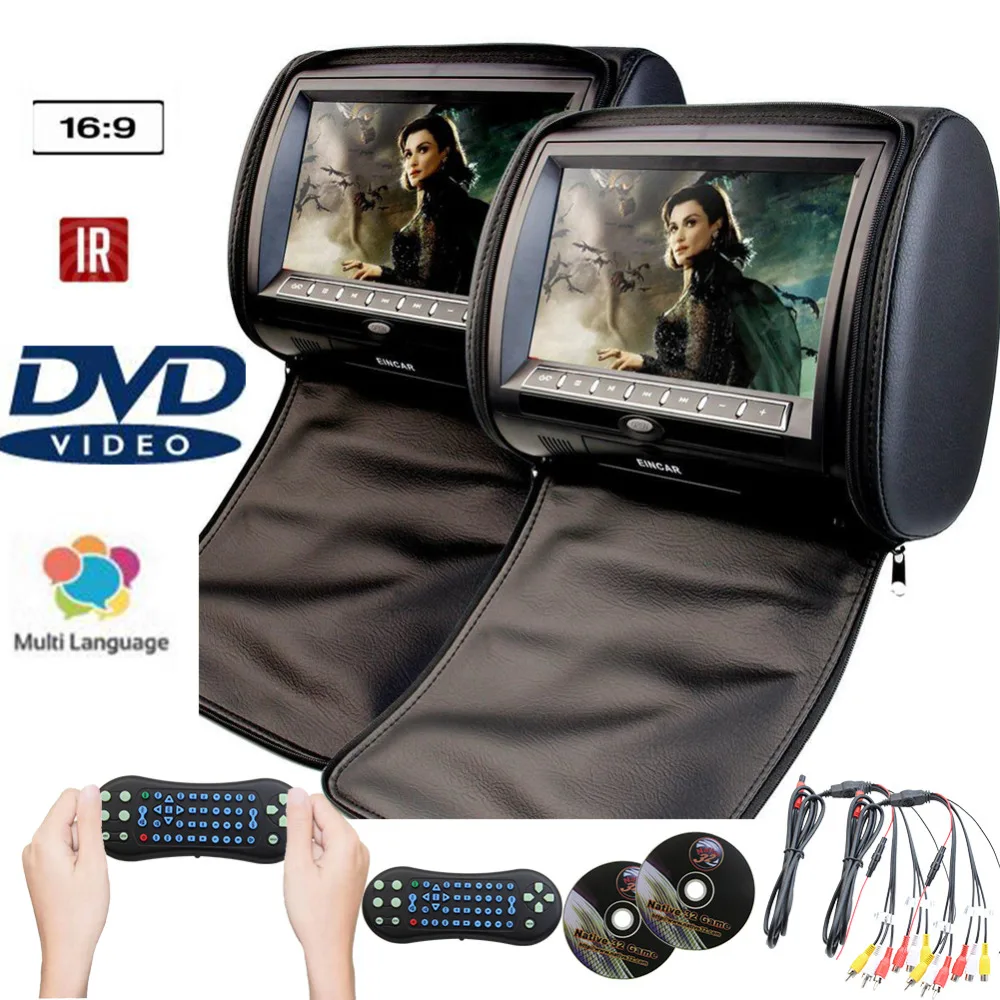 Цифровой дисплей экран подголовник dvd плеер монитор двойной автомобильный DVD