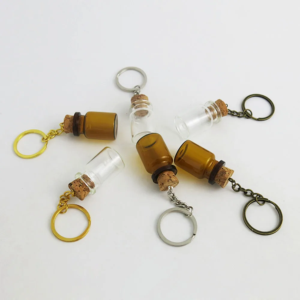 Фото Мини флакон для ключей с прозрачной янтарной цепочкой 12 шт. - купить