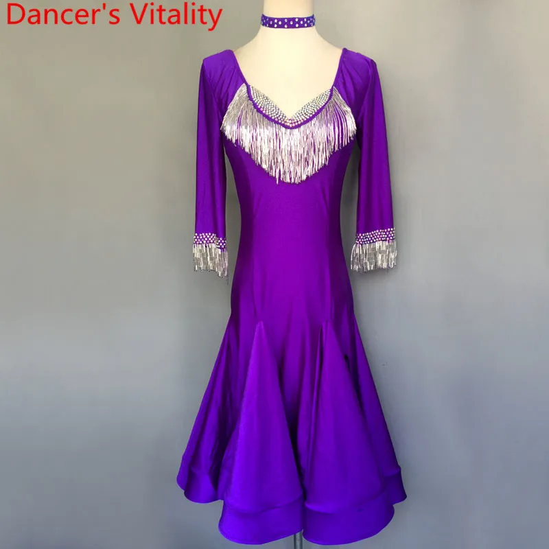 Latin Dance Wear Cha Cha Competition Clothes Rumba Samba Tango Foxtrot Dancing Performance Costume Tassel Half Sleeve Dress
Latin Dance Wear Cha Cha Competition Clothes Rumba Samba Tango Foxtrot Dancing Performance Costume Tassel Half Sleeve Dress