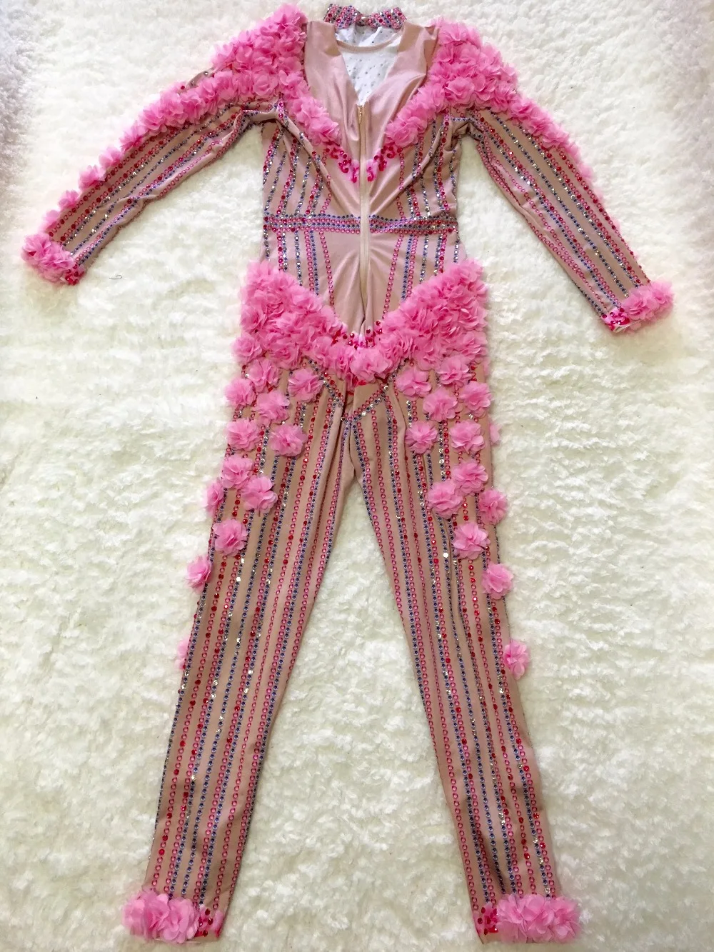 Sexy Dj Pink Flower Crystals Bodysuit Costume One-piece Evening Jumpsuit Celebrate Party Wear Singer Stage Performance Clothing
Sexy Dj Pink Flower Crystals Bodysuit Costume One-piece Evening Jumpsuit Celebrate Party Wear Singer Stage Performance Clothing
