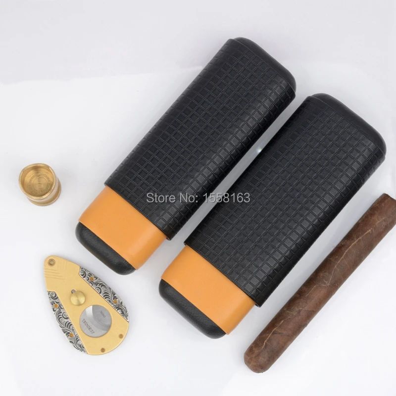

100% Original Package Discount Weekend Travel Cigar Holder Cohiba Cedar Wood 2 Tube cigar holder Fit 54rings+63rings cigars