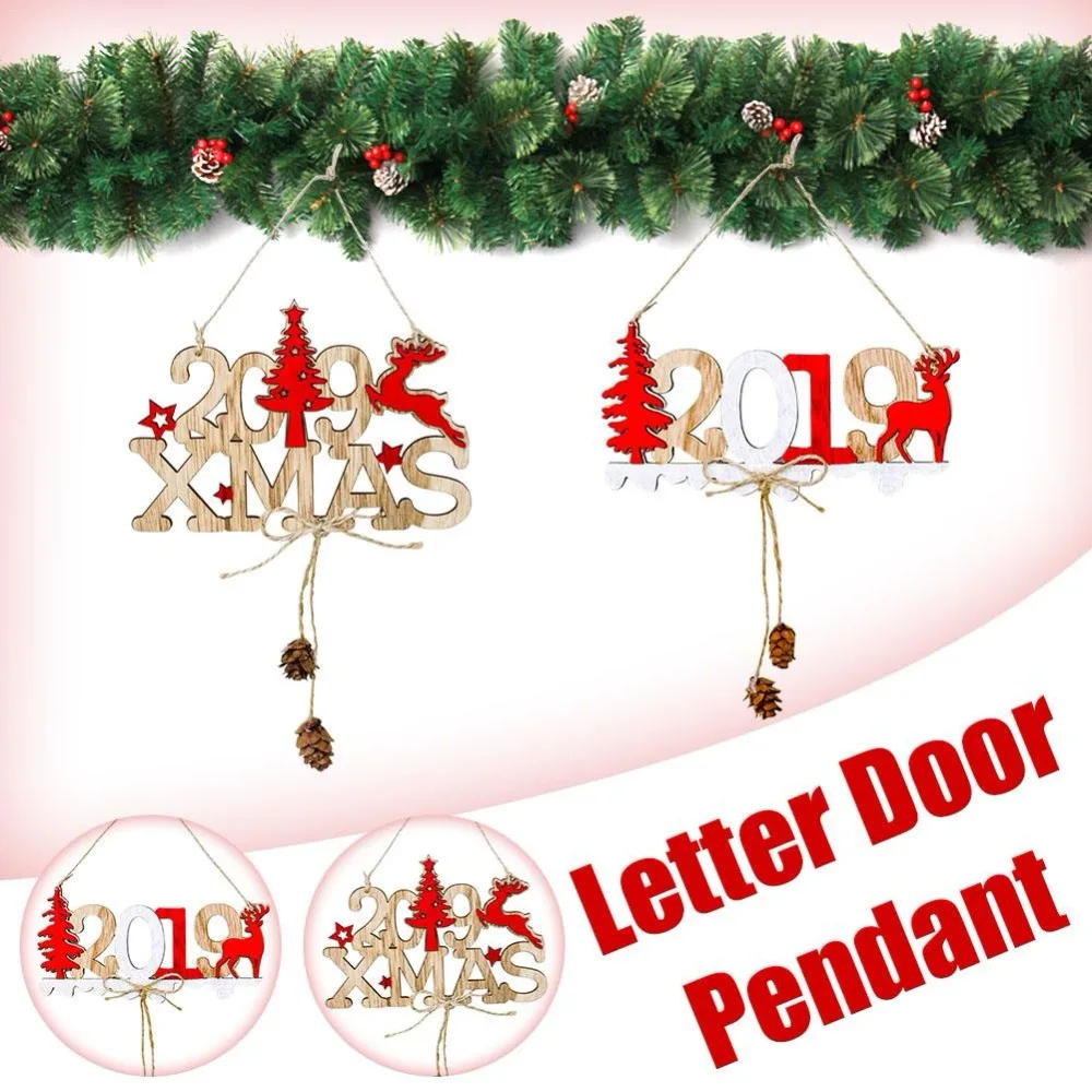 2019 Christmas New Year Alphabet House Plate Hollow Decoration Door Hanging Pendant Ornaments Wooden | Дом и сад