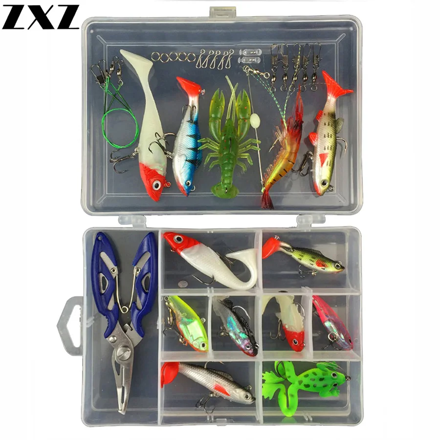 34pcs/Box Fishing Accessories Set Tool Tackle Box with Plier Wire Line Connector Ring Lead Soft Fish Lure Frog Shrimp Jig Baits
34pcs/Box Fishing Accessories Set Tool Tackle Box with Plier Wire Line Connector Ring Lead Soft Fish Lure Frog Shrimp Jig Baits
