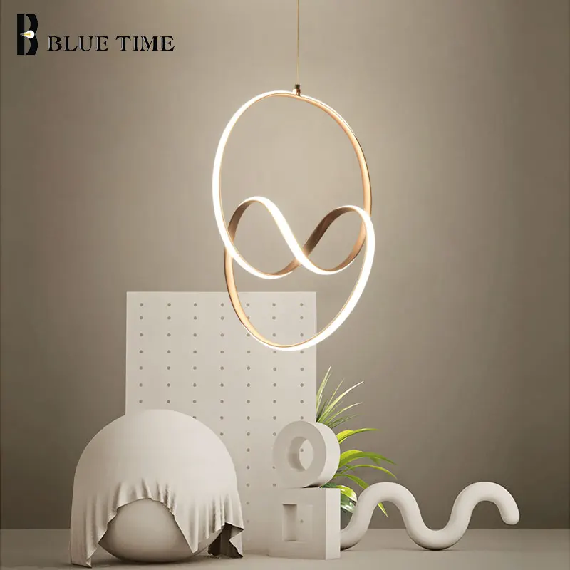 Circular Arc Hanging Lamp Modern LED Pendant Lights For Living Room Dining Bedroom White&Black&Golden Body | Лампы и освещение