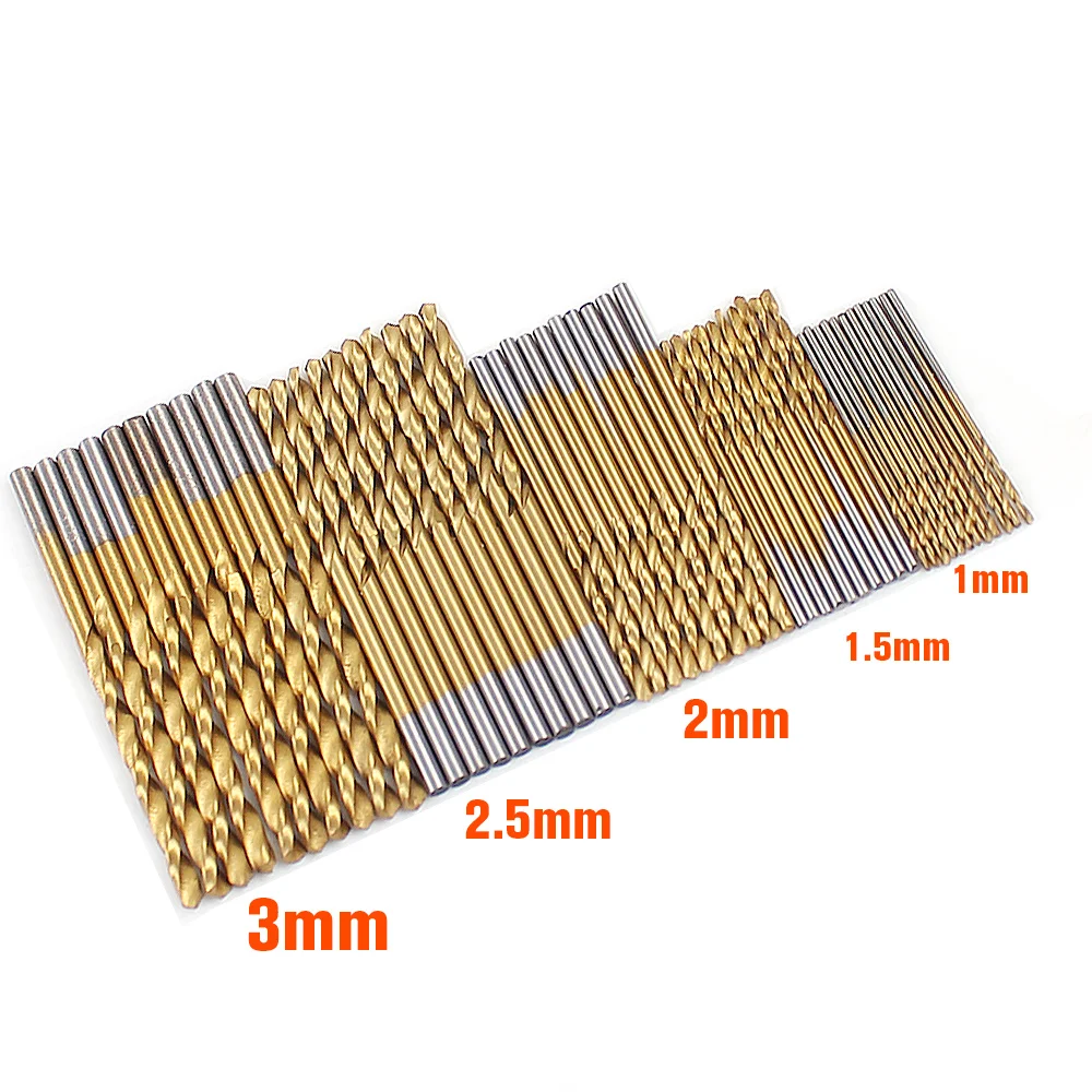 Twist Drill Bit Set Saw Set HSS High Steel Titanium Coated Drill Woodworking Wood Tool 1/1.5/2/2.5/3 mm Mini Drilling For Metal
Twist Drill Bit Set Saw Set HSS High Steel Titanium Coated Drill Woodworking Wood Tool 1/1.5/2/2.5/3 mm Mini Drilling For Metal