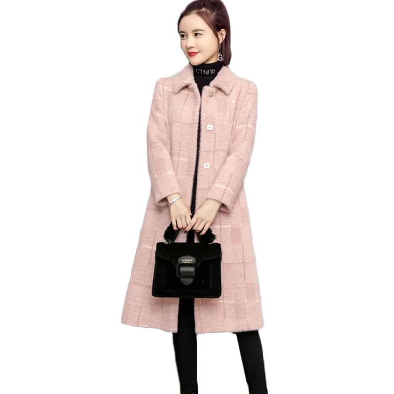 New winter lattice Woolen water jacket Women Slim Long Woolen coat Women's Single-breasted high quality overcoat Camel Pink 1066
New winter lattice Woolen water jacket Women Slim Long Woolen coat Women's Single-breasted high quality overcoat Camel Pink 1066