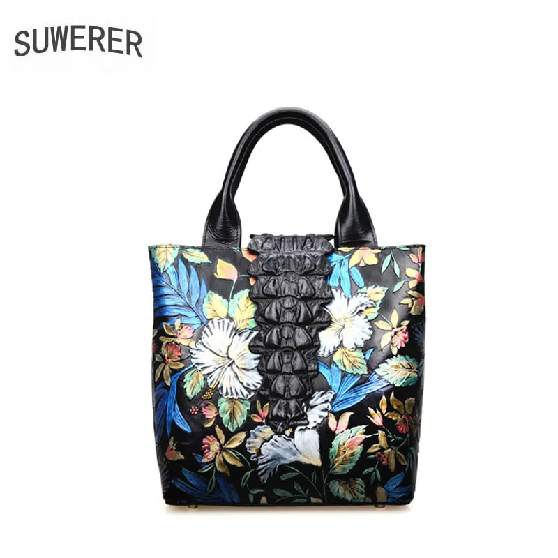 SUWERER 2020 New women genuine leather bag fashion embossing flowers top Luxury cowhide handbag women genuine leather handbags
SUWERER 2020 New women genuine leather bag fashion embossing flowers top Luxury cowhide handbag women genuine leather handbags