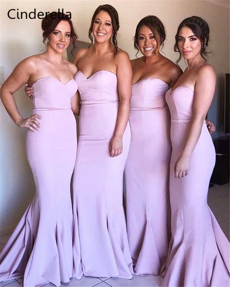 Cinderella Pink Sweetheart Sleeveless Mermaid Bridesmaid Dresses With Sash Zipper Back Trumpet Satin Fabric Bridesmaid Gowns
Cinderella Pink Sweetheart Sleeveless Mermaid Bridesmaid Dresses With Sash Zipper Back Trumpet Satin Fabric Bridesmaid Gowns