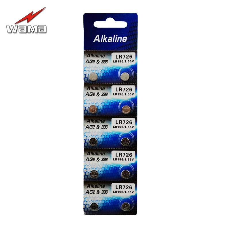 10pcs/pack Wama AG2 1.5V Button Cell Batteries 396A LR59 196 612 LR726 LR59 Watch Alkaline Button Coin Battery
10pcs/pack Wama AG2 1.5V Button Cell Batteries 396A LR59 196 612 LR726 LR59 Watch Alkaline Button Coin Battery