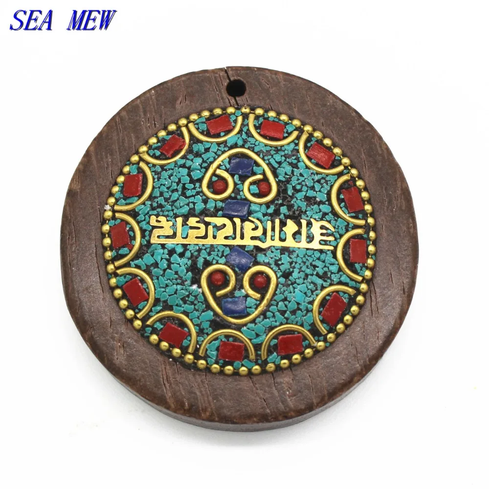SEA MEW 50MM Vintage Style Round Redwood Copper Wire turquoise Nepal Handmade Wood Pendant Charms For Jewelry Making 538bz
SEA MEW 50MM Vintage Style Round Redwood Copper Wire turquoise Nepal Handmade Wood Pendant Charms For Jewelry Making 538bz