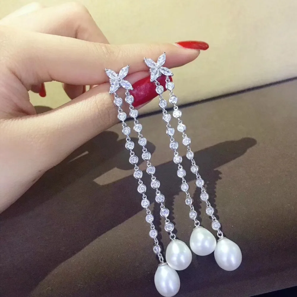 Серьги-подвески женские из серебра 925 пробы, с натуральным пресноводным жемчугом
Серьги-подвески женские из серебра 925 пробы, с натуральным пресноводным жемчугом