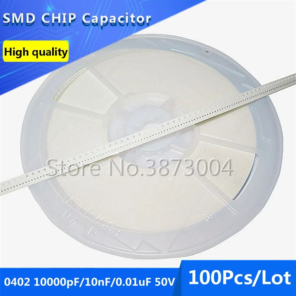 100 шт. 0402 10000pF 10nF 0 01 мкФ 50V X7R 10% многослойный керамический конденсатор с чипом