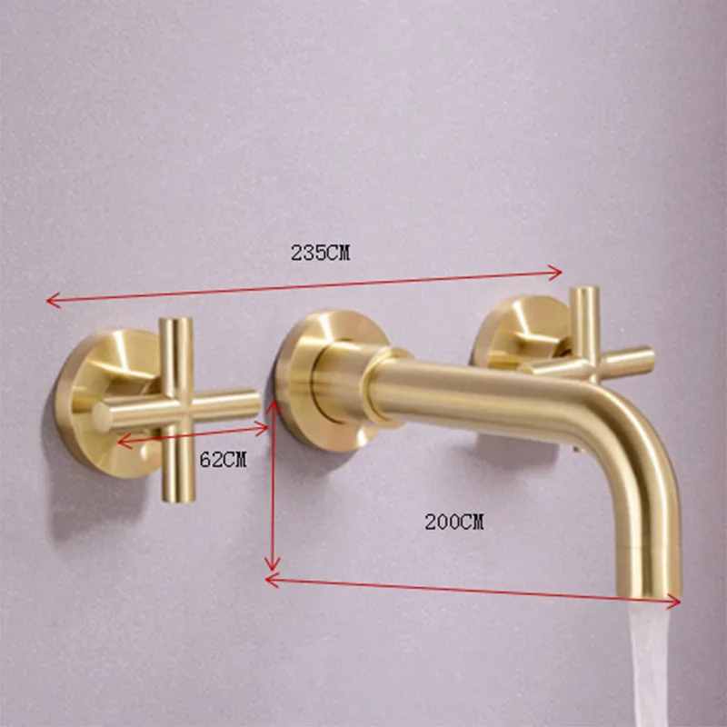 Bathroom Basin Faucet Wall Mounted Dual Handle 3 Holes In-Wall Hot & Cold Sink Mixer Tap Golden Brushed Basin Faucet Torneira
Bathroom Basin Faucet Wall Mounted Dual Handle 3 Holes In-Wall Hot & Cold Sink Mixer Tap Golden Brushed Basin Faucet Torneira