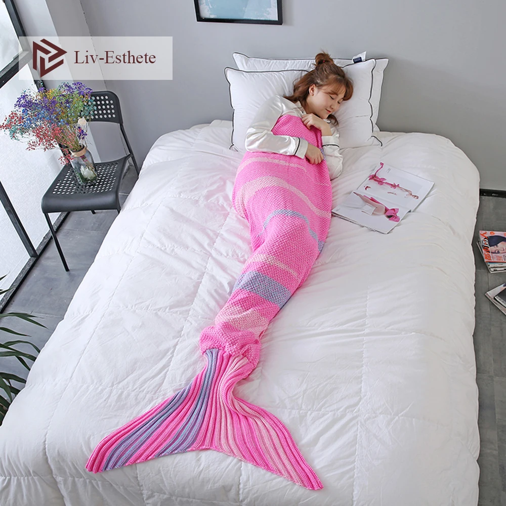 Liv-Esthete Fashion Pink Throw Mermaid Tail Blanket For Adult Kids Child TV Sofa Bed Knitted Handmade Sleeping Bags Gift Blanket
Liv-Esthete Fashion Pink Throw Mermaid Tail Blanket For Adult Kids Child TV Sofa Bed Knitted Handmade Sleeping Bags Gift Blanket