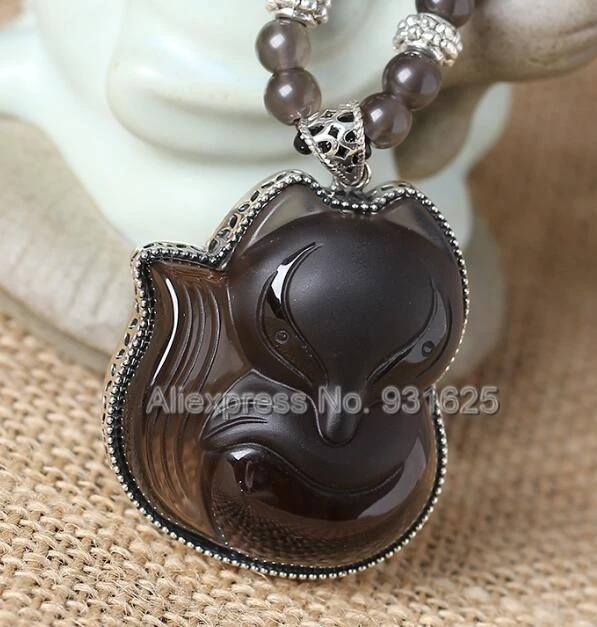925 Sterling Silver Natural Ice Obsidian Carved Chinese Cute Fox Amulet Lucky Pendant + Beads Necklace Fashion Charm Jewelry
925 Sterling Silver Natural Ice Obsidian Carved Chinese Cute Fox Amulet Lucky Pendant + Beads Necklace Fashion Charm Jewelry