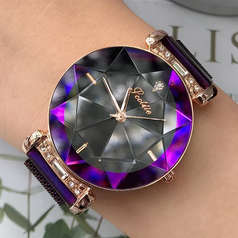 2019 Роскошные Брендовые женские часы со стразами с магнитной пряжкой модные