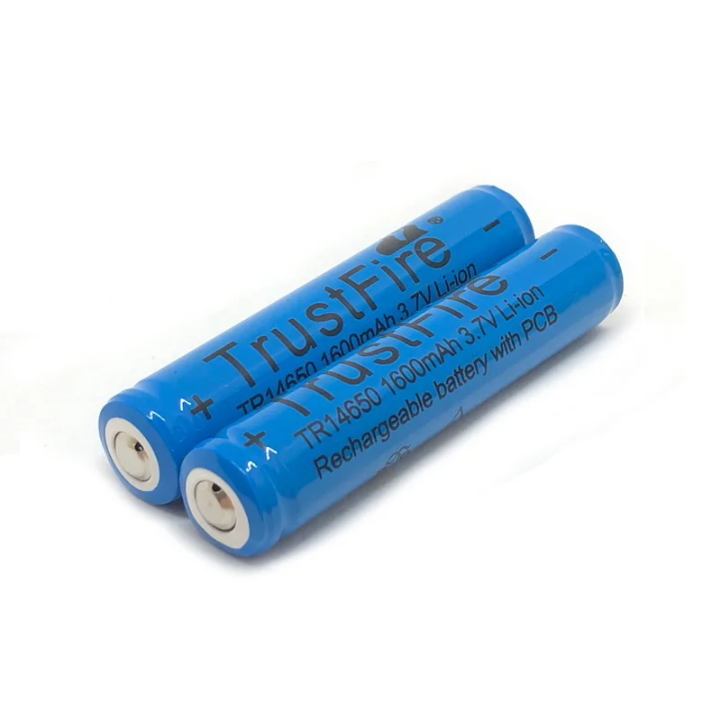 

2pcs/lot TrustFire 14650 3.7V 1600mAh Lithium Battery Rechargeable Batteries with Protected PCB Power Source for LED Flashlights