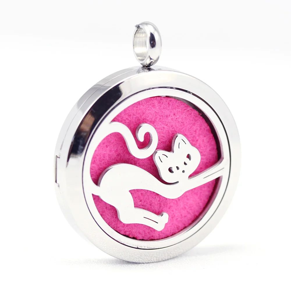 30mm 316L stainless steel cute cat aroma aromatherapy essential oil diffuser necklace
30mm 316L stainless steel cute cat aroma aromatherapy essential oil diffuser necklace