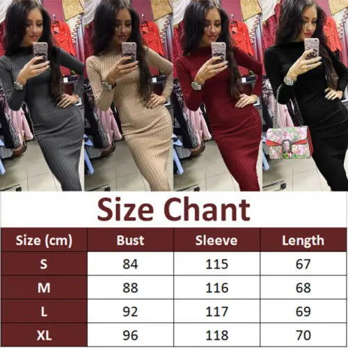 Women Autumn Spring Winter Long Sleeve Knit Bodycon Sweater Dress Knitwear 2018 NEW
Women Autumn Spring Winter Long Sleeve Knit Bodycon Sweater Dress Knitwear 2018 NEW