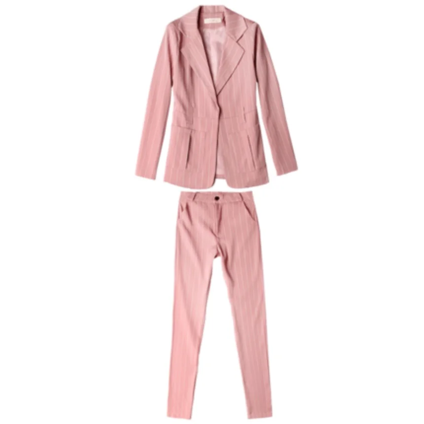 Spring and Autumn new casual women's fashion temperament suit small fragrant wind OL wear striped two-piece suit
Spring and Autumn new casual women's fashion temperament suit small fragrant wind OL wear striped two-piece suit