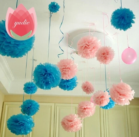 Искусственные шарики с помпоном диаметр 20 см 5 шт./лот|flowers for|ball flowersflower for home |