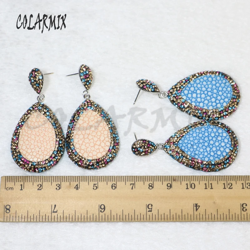 6 Pairs Drop shape leather earrings Pave rhinestone mix color Jewelry earrings gift for lady 8042
6 Pairs Drop shape leather earrings Pave rhinestone mix color Jewelry earrings gift for lady 8042