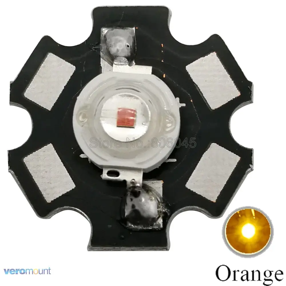 

10PCS 3W Orange High Power LED Bead Emitter DC2.0-2.4V 700mA 90-100LM 600-610NM with 20mm PCB