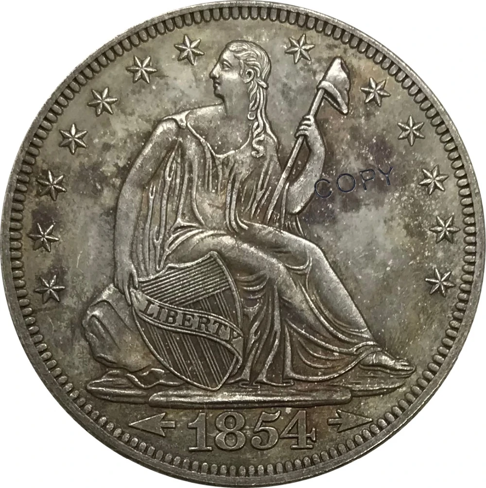 1854 United States Half Dollar Liberty Seated No Motto Above Eagle Cupronickel Plated Silver Collectibles Copy Coin
1854 United States Half Dollar Liberty Seated No Motto Above Eagle Cupronickel Plated Silver Collectibles Copy Coin