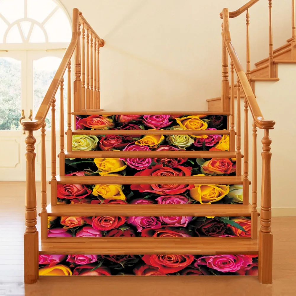 6pcs/set Rose Flower Stair Stickers 3D Waterproof Wallpaper Home Decoration Removable Kitchen Wall Floor Stickers 18*100cm
6pcs/set Rose Flower Stair Stickers 3D Waterproof Wallpaper Home Decoration Removable Kitchen Wall Floor Stickers 18*100cm